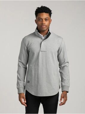 NWT BYLT Basics Elite+Fairway Drop-Cut Pullover- Heathered Grey -Sz L